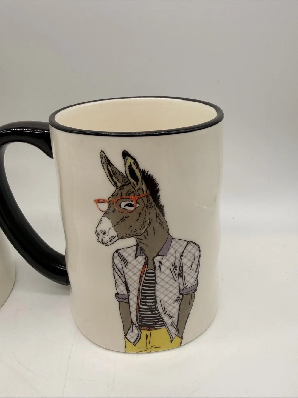SIGNATURE HOUSEWARES Animal Hipster MUGS Cups 17.5 Oz Stoneware-Set of 3